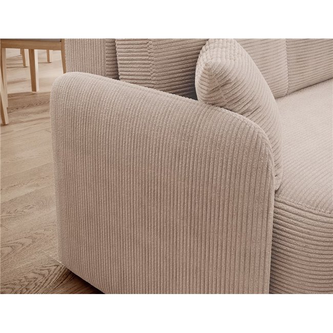 Corner sofa Elhadson R, sleeping function, Jarell 18, corduroy, beige, H89x206x150cm
