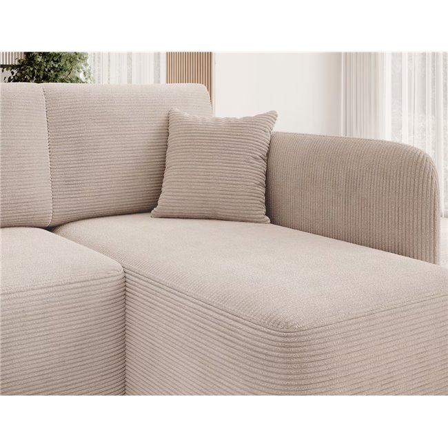 Corner sofa Elhadson R, sleeping function, Jarell 18, corduroy, beige, H89x206x150cm