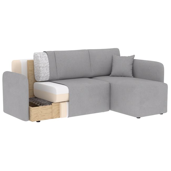 Corner sofa Elhadson R, sleeping function, Jarell 18, corduroy, beige, H89x206x150cm