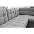 U-shaped sofa Elewett L, sleeping function, Monolith 85, velvet, grey, H82x299x198cm
