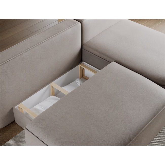 Corner sofa Elivosa R, sleeping function, Sola 18, beige, H93x220x144cm