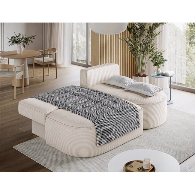 Corner sofa Elivosa R, sleeping function, Jarell 18, corduroy, beige, H93x220x144cm