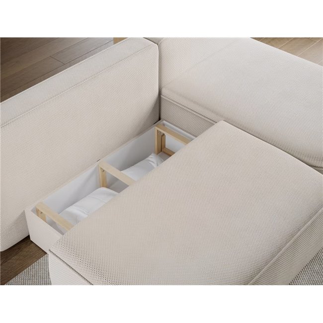Corner sofa Elivosa R, sleeping function, Calmora 18, beige, H93x220x144cm