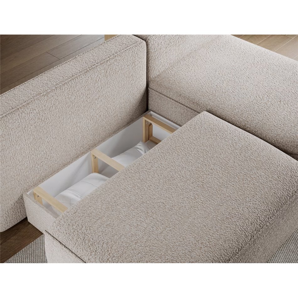 Corner sofa Elivosa R, sleeping function, Royal 18, boucle, beige, H93x220x144cm