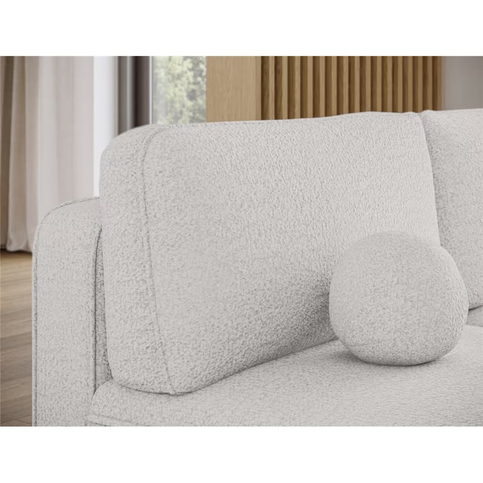 Corner sofa Elivosa R, sleeping function, Royal 01, boucle, white, H93x220x144cm