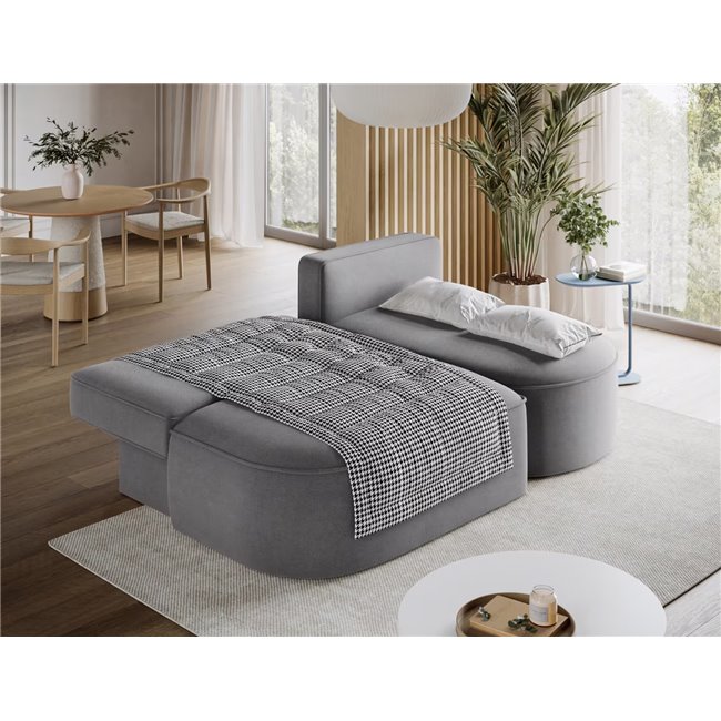 Corner sofa Elivosa R, sleeping function, Poco 04, grey, H93x220x144cm