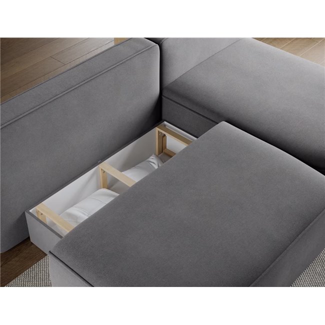 Corner sofa Elivosa R, sleeping function, Poco 04, grey, H93x220x144cm