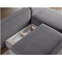 Corner sofa Elivosa R, sleeping function, Poco 04, grey, H93x220x144cm