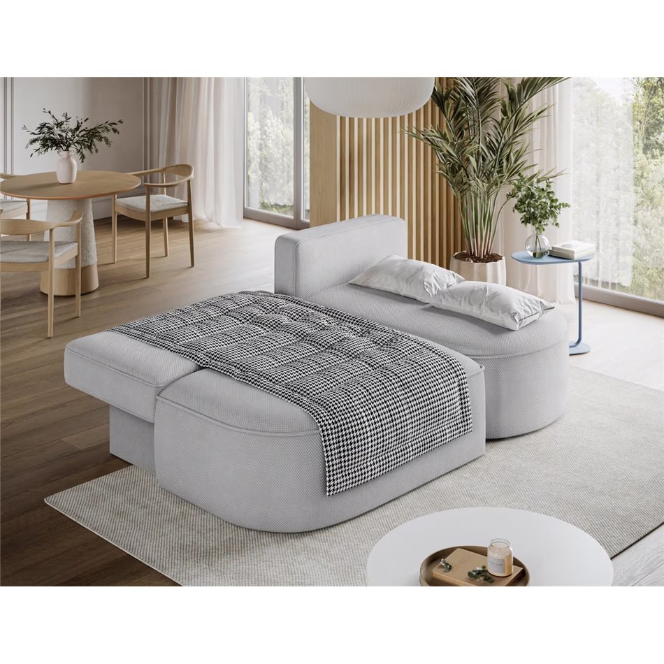 Corner sofa Elivosa R, sleeping function, Calmora 04, grey, H93x220x144cm