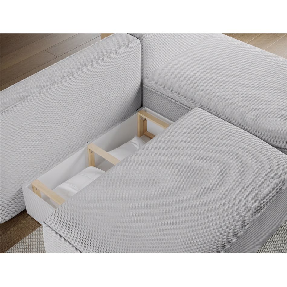 Corner sofa Elivosa R, sleeping function, Calmora 04, grey, H93x220x144cm