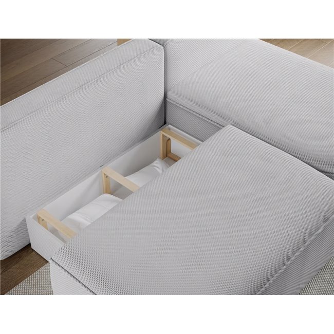 Corner sofa Elivosa R, sleeping function, Calmora 04, grey, H93x220x144cm