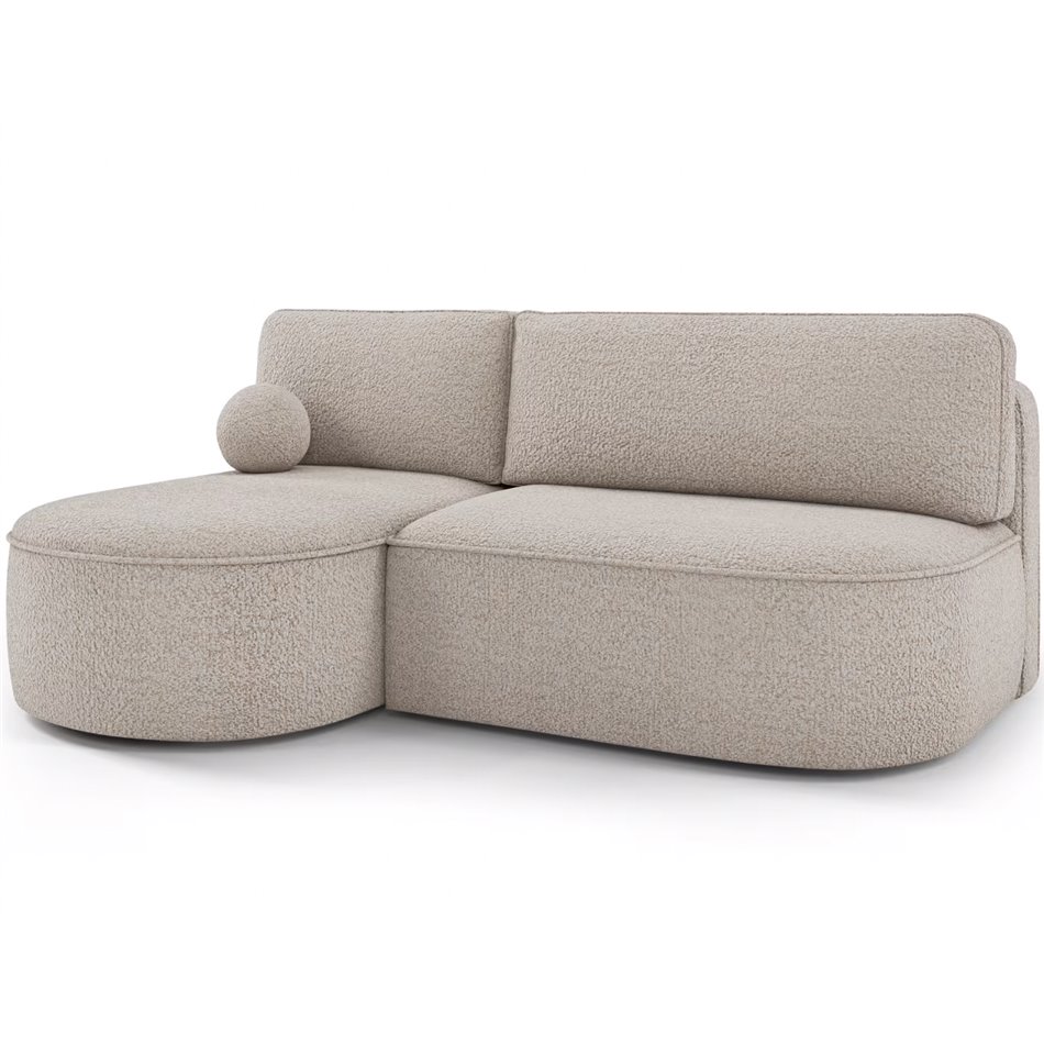 Corner sofa Elivosa L, sleeping function, Royal 18, boucle, beige, H93x220x144cm