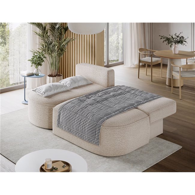 Corner sofa Elivosa L, sleeping function, Royal 18, boucle, beige, H93x220x144cm