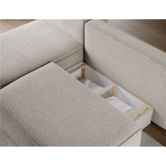Corner sofa Elivosa L, sleeping function, Royal 18, boucle, beige, H93x220x144cm
