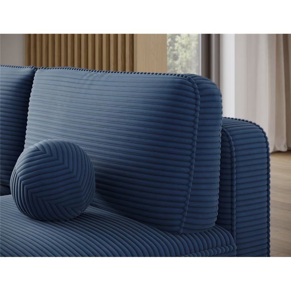 Corner sofa Elivosa L, sleeping function, Jarell 40, corduroy, dark blue, H93x220x144cm
