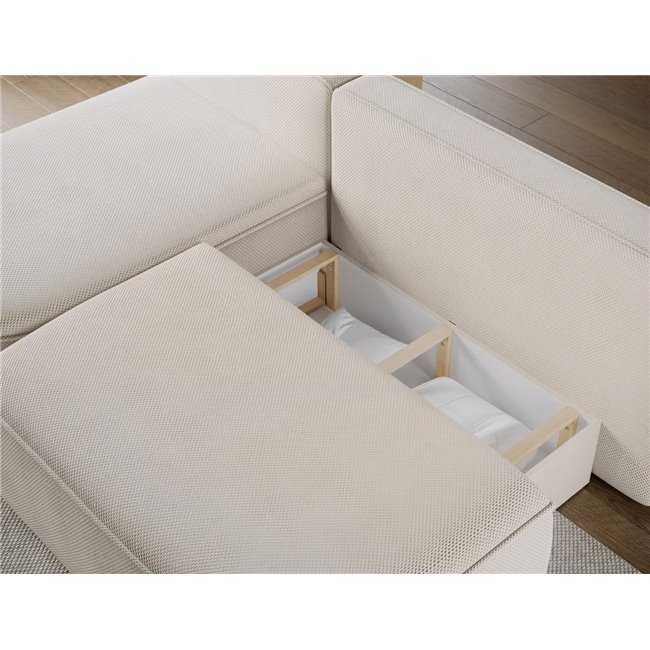 Corner sofa Elivosa L, sleeping function, Calmora 18, beige, H93x220x144cm