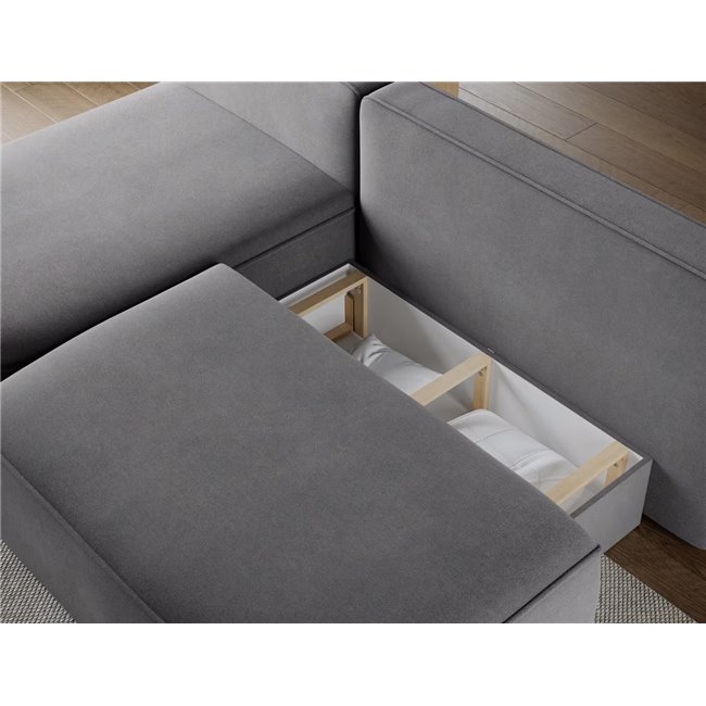 Corner sofa Elivosa L, sleeping function, Poco 04, grey, H93x220x144cm