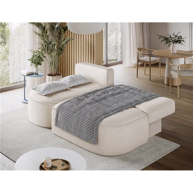 Corner sofa Elivosa L, sleeping function, Jarell 18, corduroy, beige, H93x220x144cm