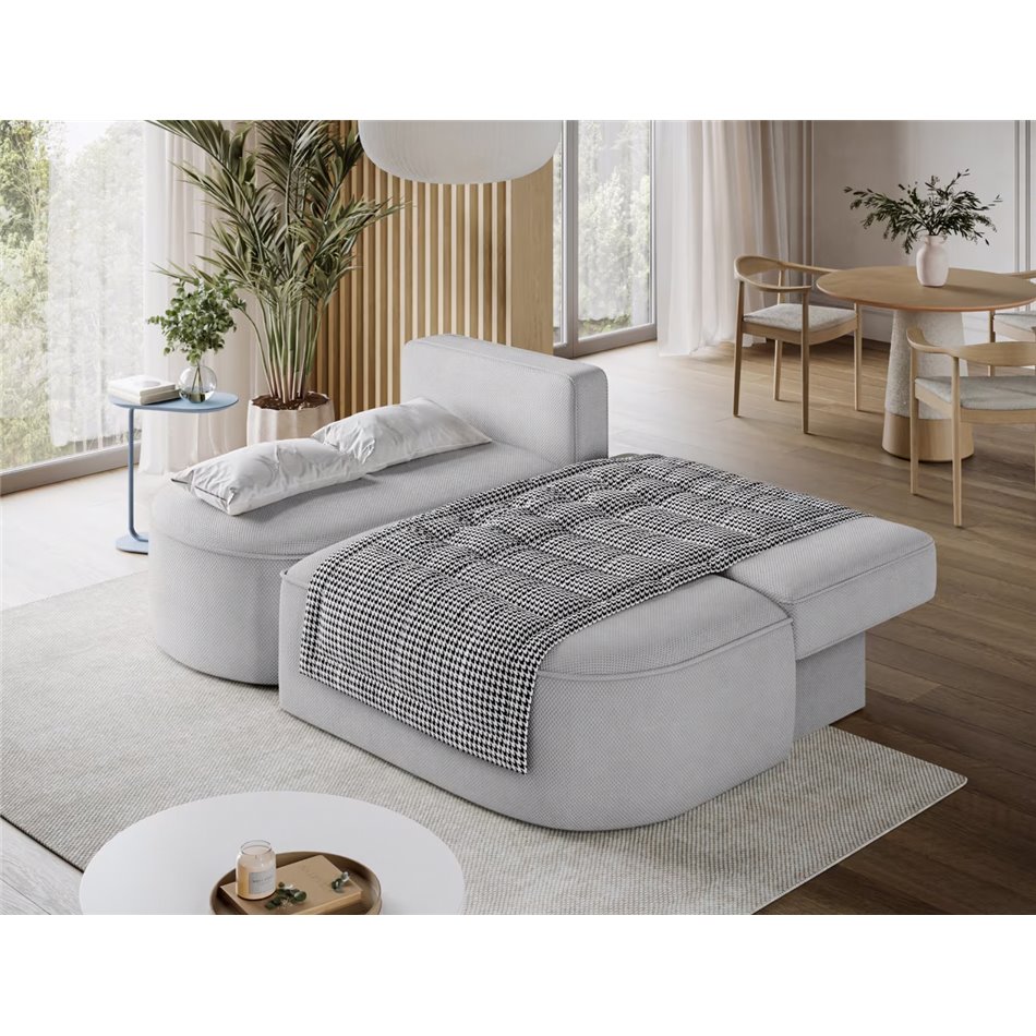 Corner sofa Elivosa L, sleeping function, Calmora 04, grey, H93x220x144cm