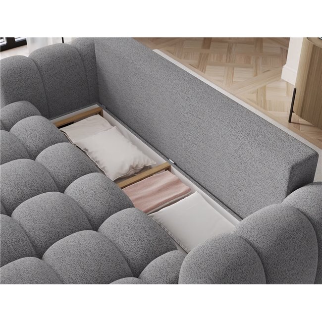 Sofa bed Elcotonn, sleeping function, Royal 04, boucle, grey, H105x256x119cm
