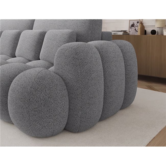 Sofa bed Elcotonn, sleeping function, Royal 04, boucle, grey, H105x256x119cm