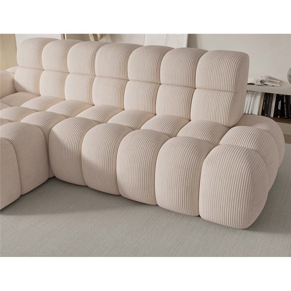 Corner sofa Eleedro L, electrically extendable, Jarell 20, corduroy, beige, H98x283x165cm