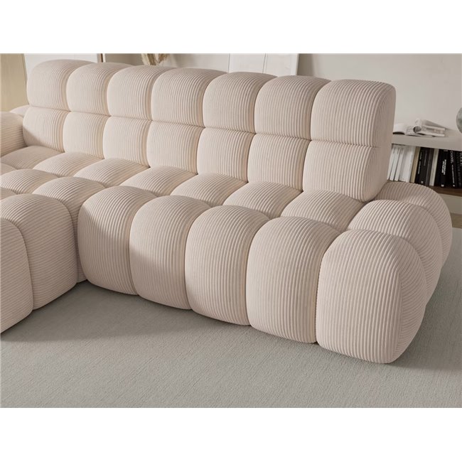Corner sofa Eleedro L, electrically extendable, Jarell 20, corduroy, beige, H98x283x165cm