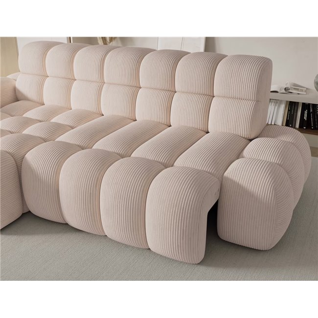 Corner sofa Eleedro L, electrically extendable, Jarell 20, corduroy, beige, H98x283x165cm
