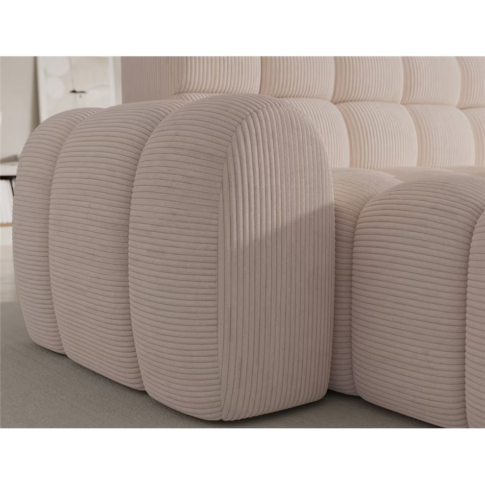 Corner sofa Eleedro L, electrically extendable, Jarell 20, corduroy, beige, H98x283x165cm