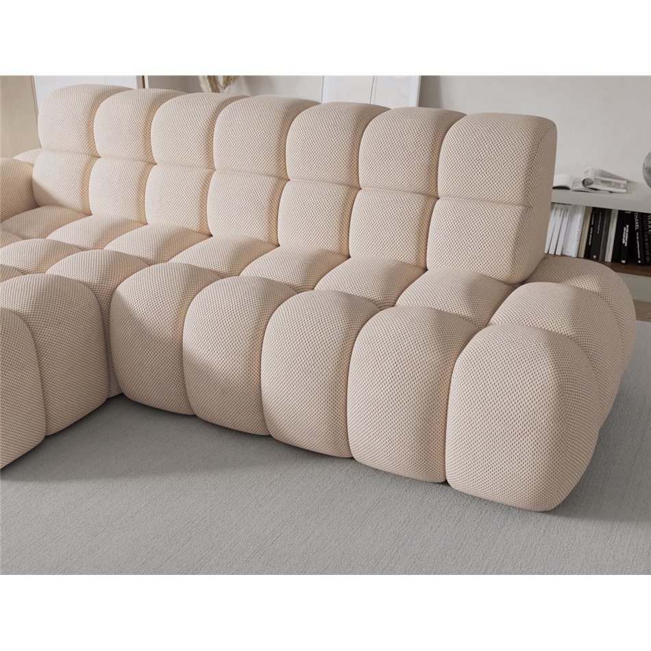 Corner sofa Eleedro L, electrically extendable, Calmora 18, beige, H98x283x165cm