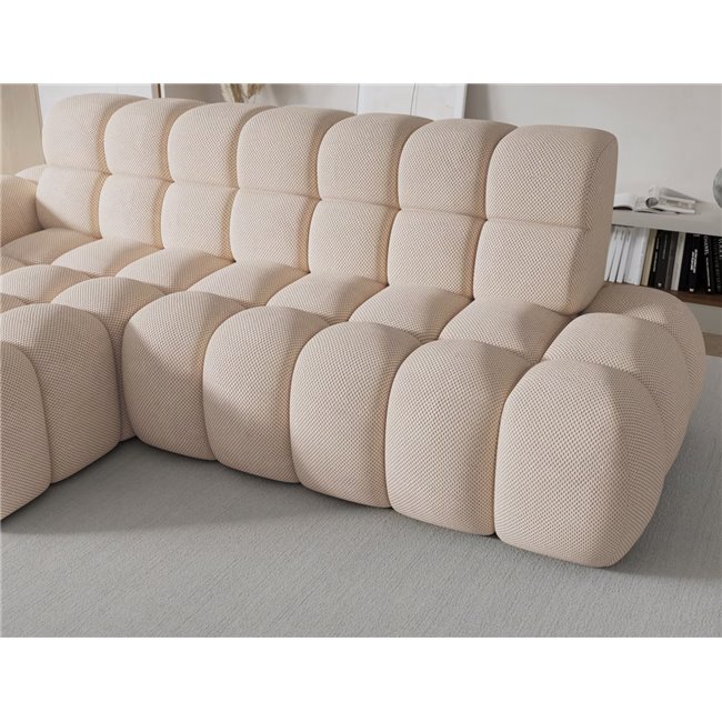 Corner sofa Eleedro L, electrically extendable, Calmora 18, beige, H98x283x165cm