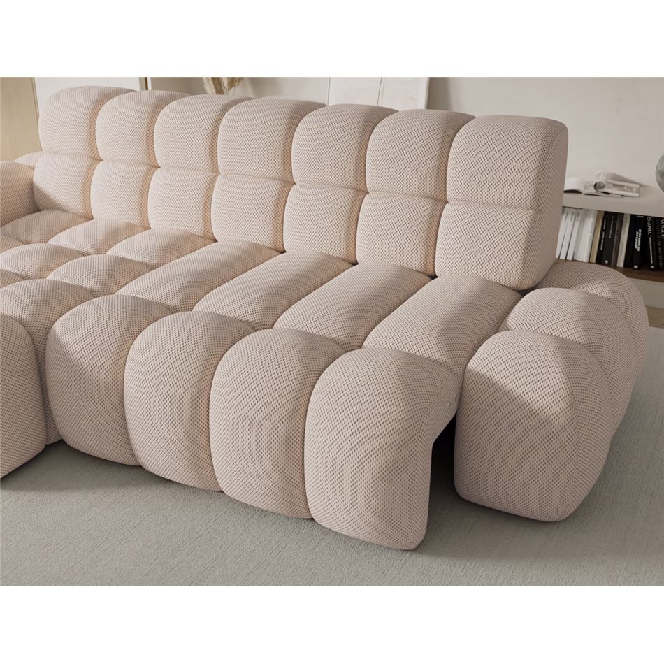 Corner sofa Eleedro L, electrically extendable, Calmora 18, beige, H98x283x165cm