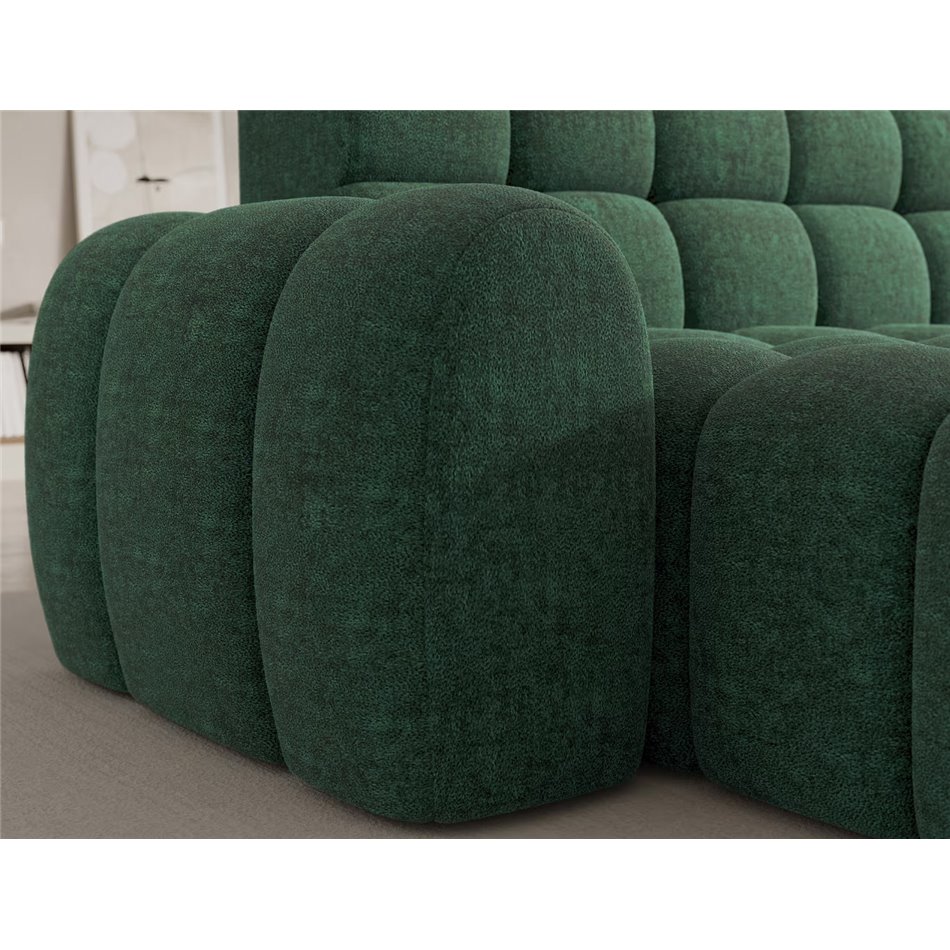 Corner sofa Eleedro L, electrically extendable, Amore 35, boucle, green, H98x283x165cm