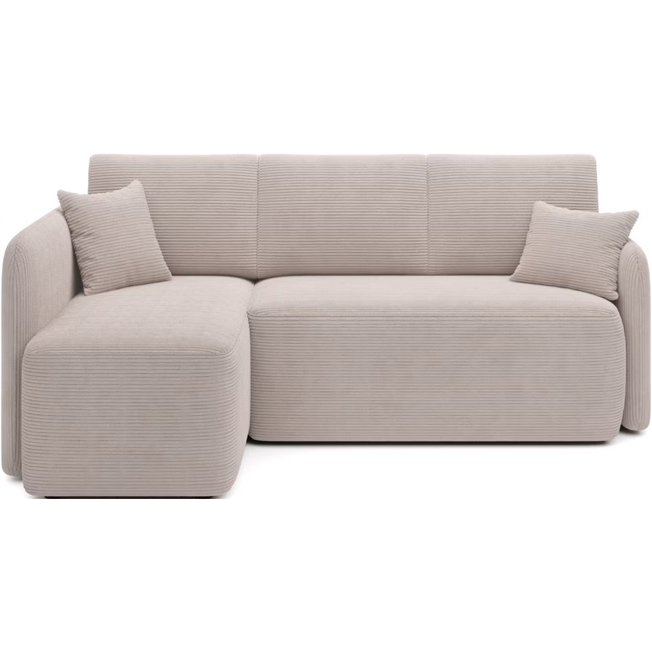Corner sofa Elhadson L, sleeping function, Jarell 18, corduroy, beige, H89x206x150cm