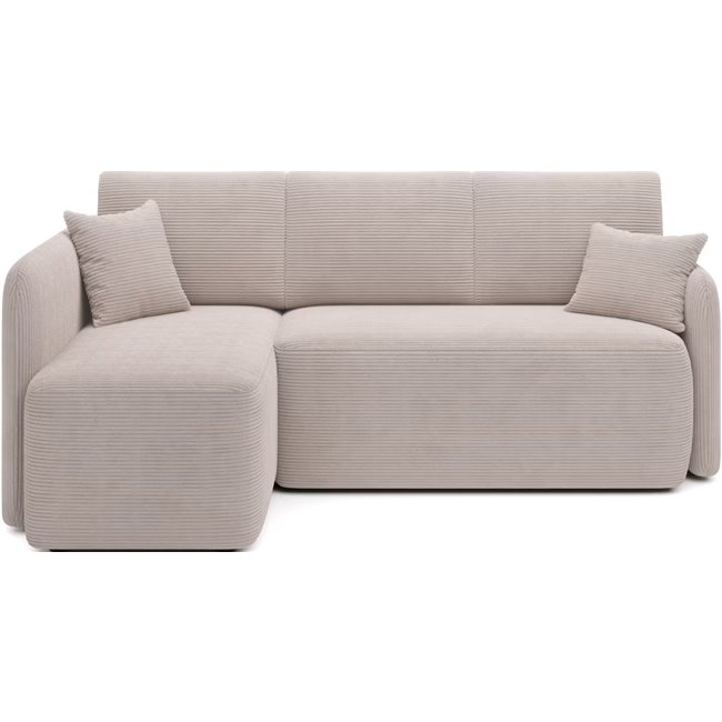 Corner sofa Elhadson L, sleeping function, Jarell 18, corduroy, beige, H89x206x150cm