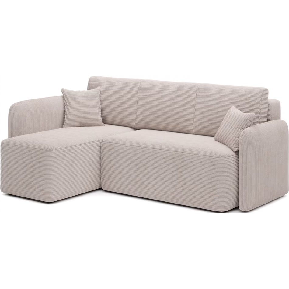 Corner sofa Elhadson L, sleeping function, Jarell 18, corduroy, beige, H89x206x150cm