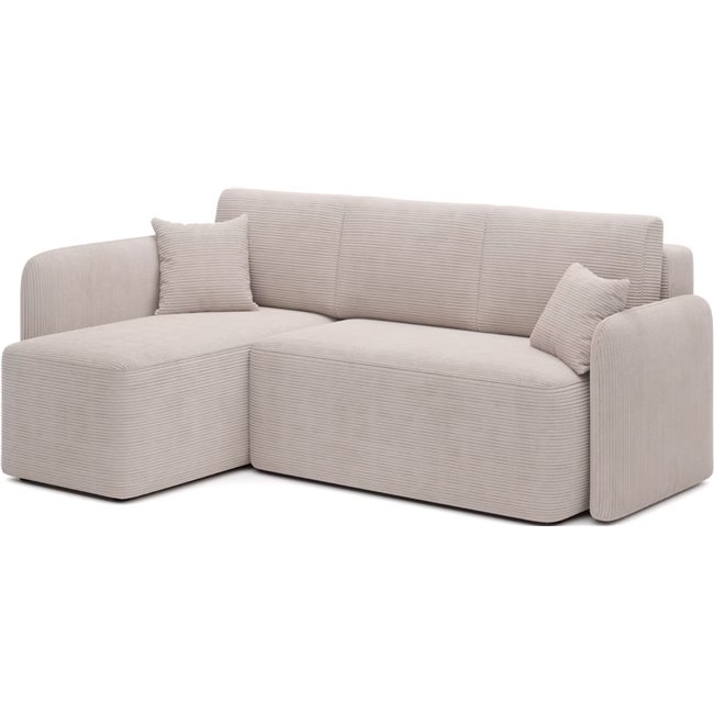 Corner sofa Elhadson L, sleeping function, Jarell 18, corduroy, beige, H89x206x150cm