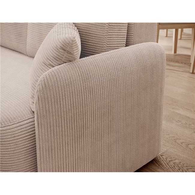 Corner sofa Elhadson L, sleeping function, Jarell 18, corduroy, beige, H89x206x150cm