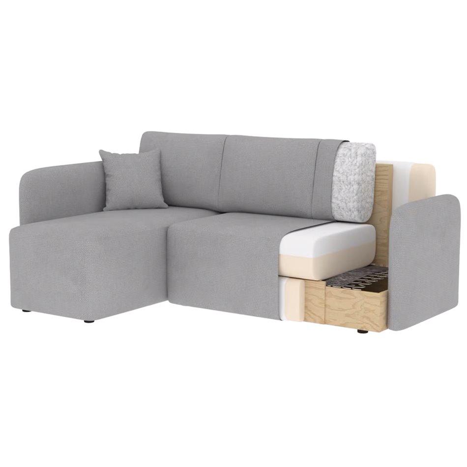 Corner sofa Elhadson L, sleeping function, Jarell 18, corduroy, beige, H89x206x150cm