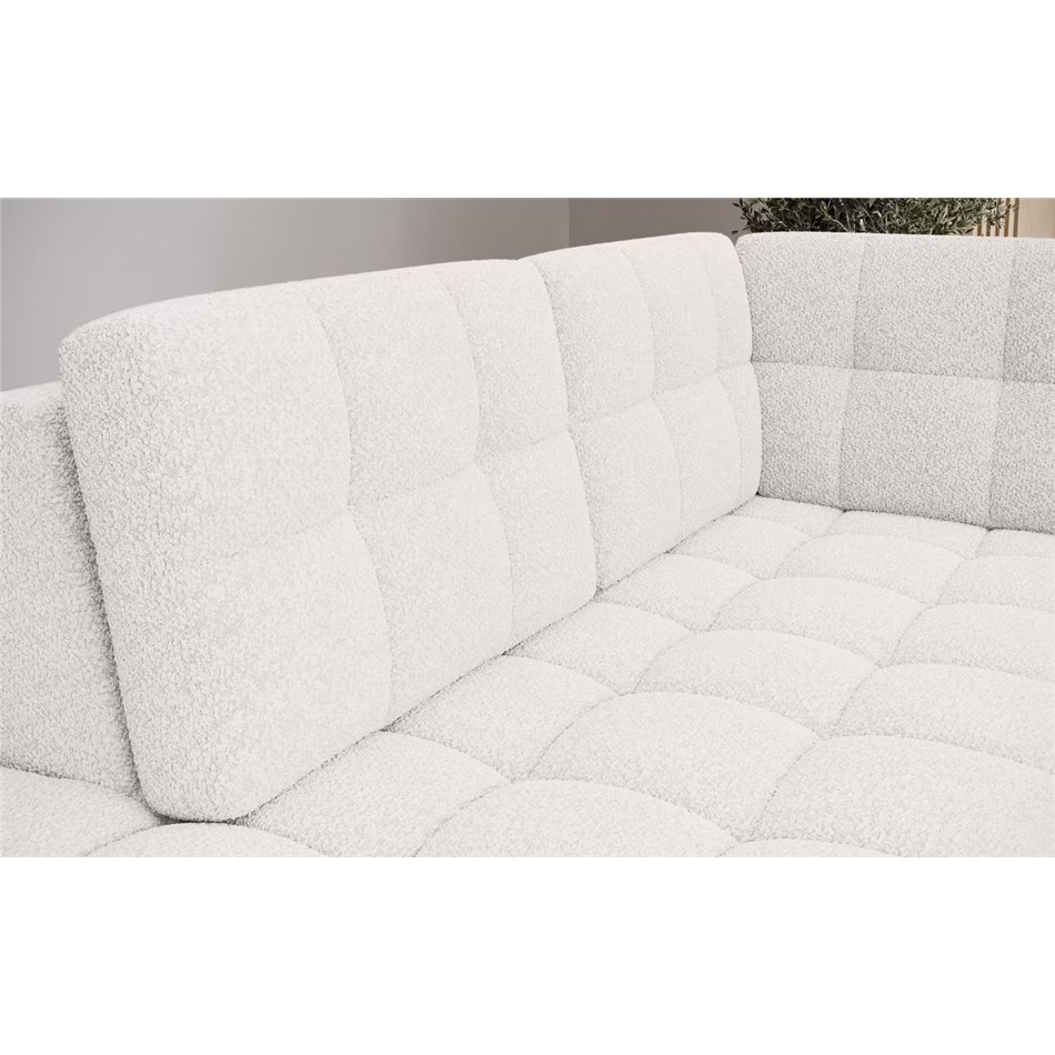 U-shaped sofa Elewett L, sleeping function, Royal 01, boucle, white, H82x299x198cm