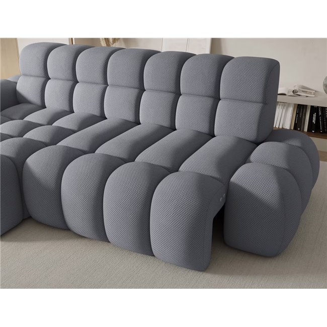 Corner sofa Eleedro L, electrically extendable, Calmora 05, grey, H98x283x165cm