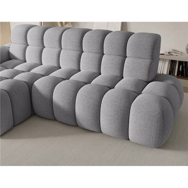 Corner sofa Eleedro L, electrically extendable, Royal 04, boucle, grey, H98x283x165cm