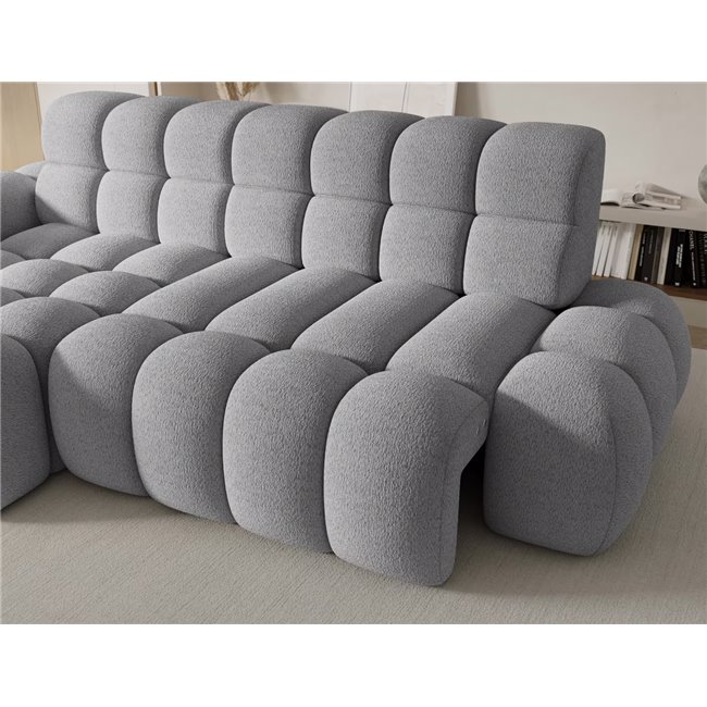 Corner sofa Eleedro L, electrically extendable, Royal 04, boucle, grey, H98x283x165cm