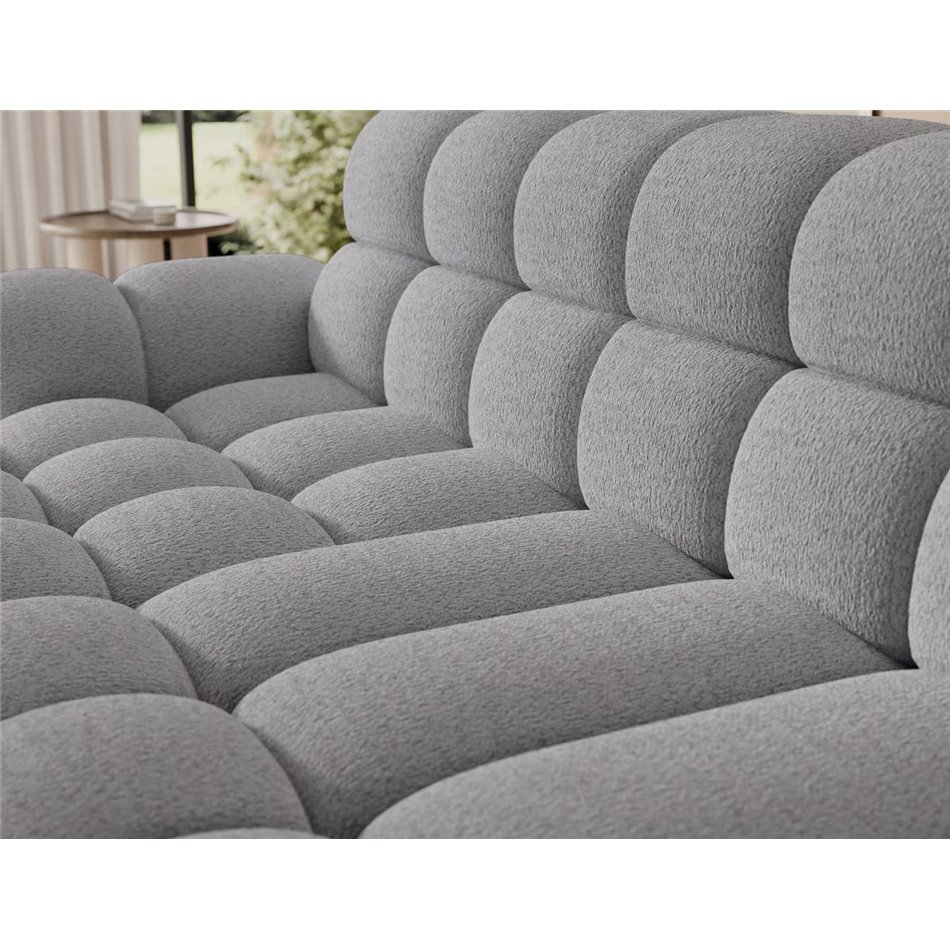 Corner sofa Eleedro L, electrically extendable, Royal 04, boucle, grey, H98x283x165cm