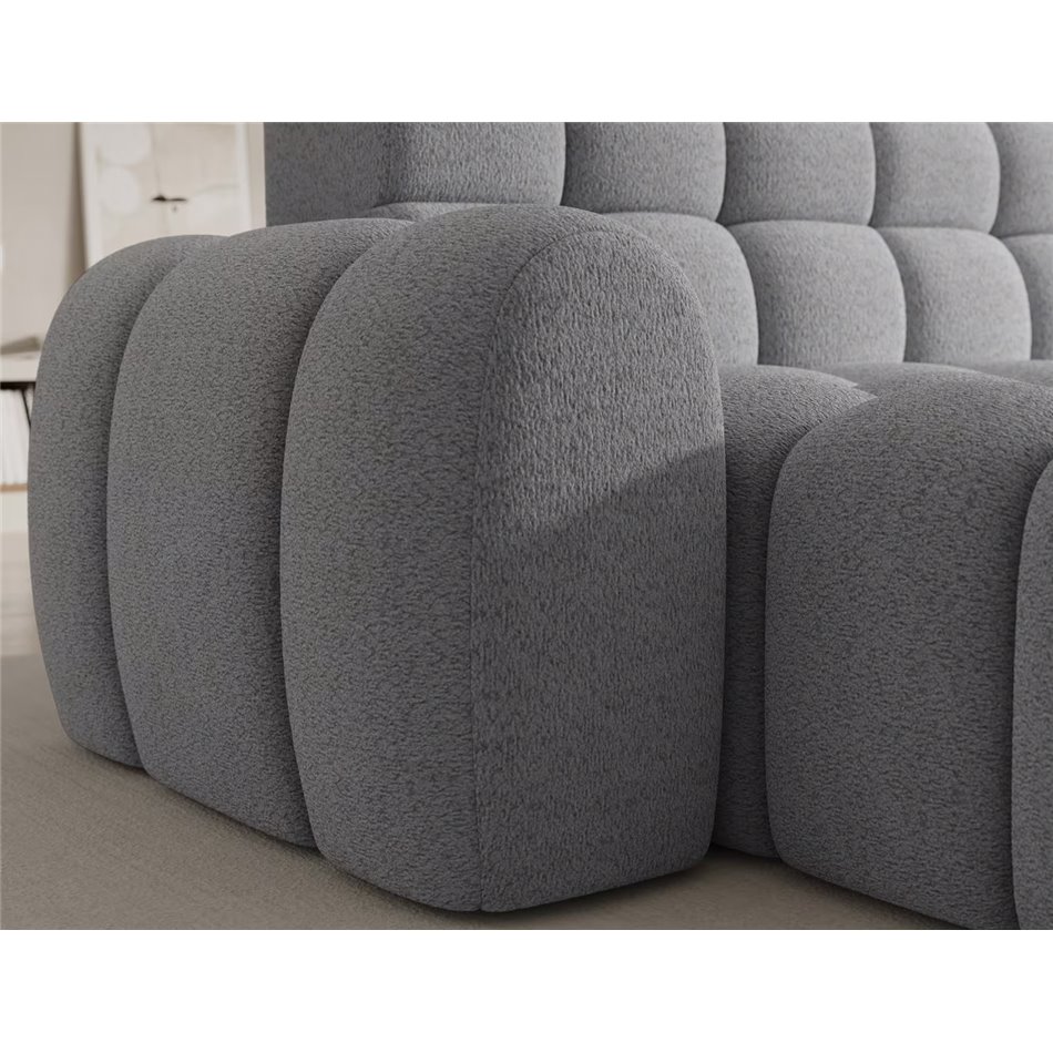 Corner sofa Eleedro L, electrically extendable, Royal 04, boucle, grey, H98x283x165cm