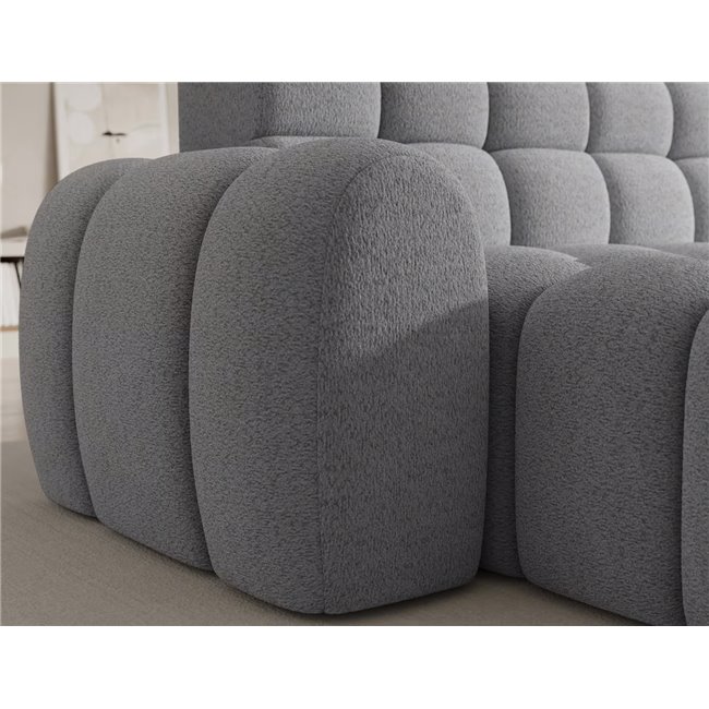 Corner sofa Eleedro L, electrically extendable, Royal 04, boucle, grey, H98x283x165cm