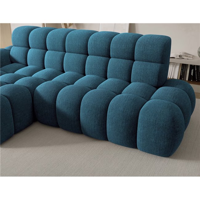 Corner sofa Eleedro L, electrically extendable, Amore 40, boucle, blue, H98x283x165cm