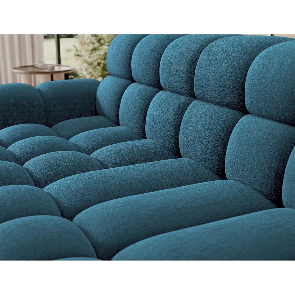 Corner sofa Eleedro L, electrically extendable, Amore 40, boucle, blue, H98x283x165cm