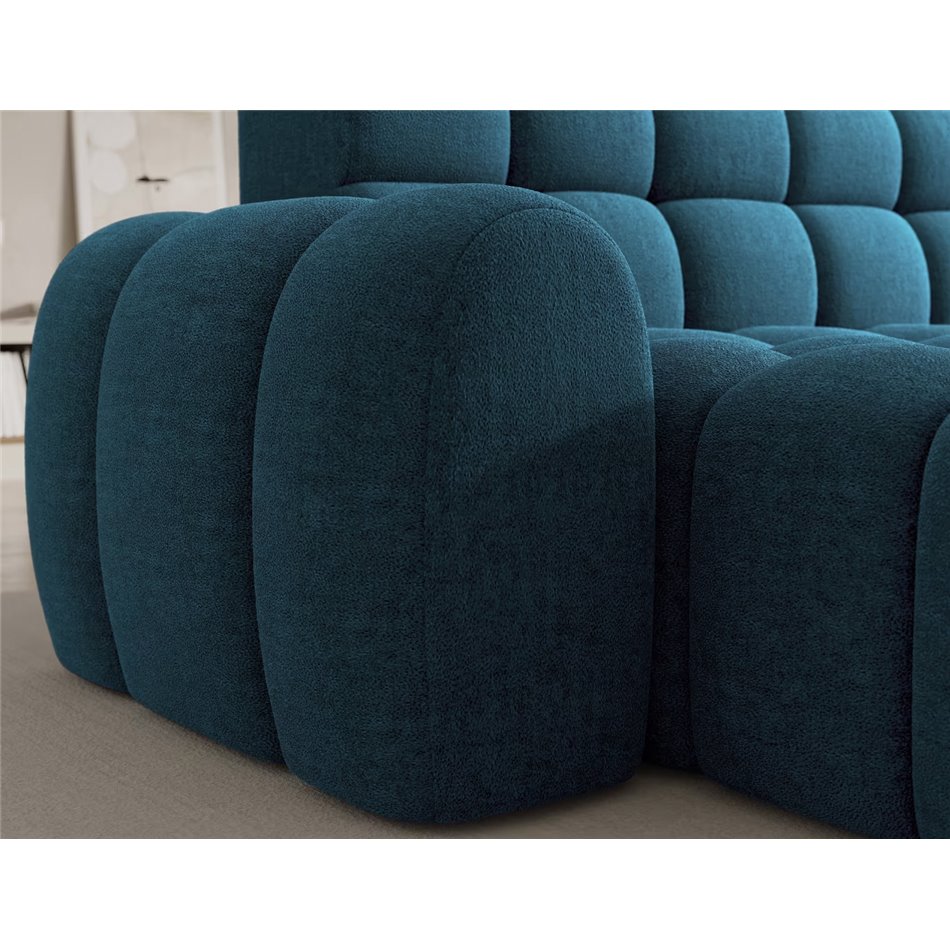 Corner sofa Eleedro L, electrically extendable, Amore 40, boucle, blue, H98x283x165cm