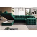 U-shaped sofa Elewett L, sleeping function, Lukso 35, velvet, green, H82x299x198cm